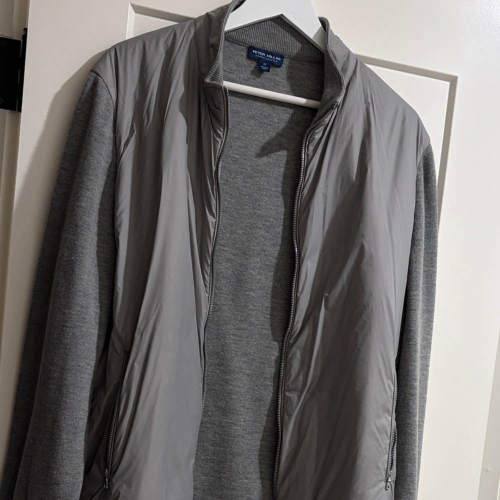 Peter Millar Heather Gray Wind Resistant Jacket with 100% Merino Wool